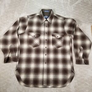 VTG Pendleton Outdoors Man Shirt Mens Lg Brown Wool USA Made NWOT 70s Unworn